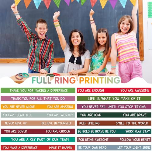 JUNEBRUSHS 64pcs Motivational Silicone Bracelets Bulk Colored Inspirational Rubber Wristbands Unisex for Student Teacher Office Prizes Gifts Back to School Party Favor Supplies - Image 3