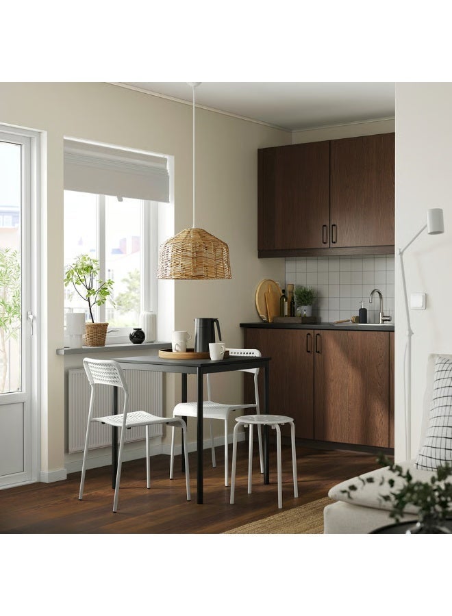 حدد المحور طاولة طعام وكرسيان، إطار معدني قوي، سطح طاولة متين، أسود/أبيض، 67 × 67 سم - Image 2