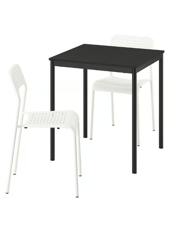 حدد المحور طاولة طعام وكرسيان، إطار معدني قوي، سطح طاولة متين، أسود/أبيض، 67 × 67 سم - Image 3