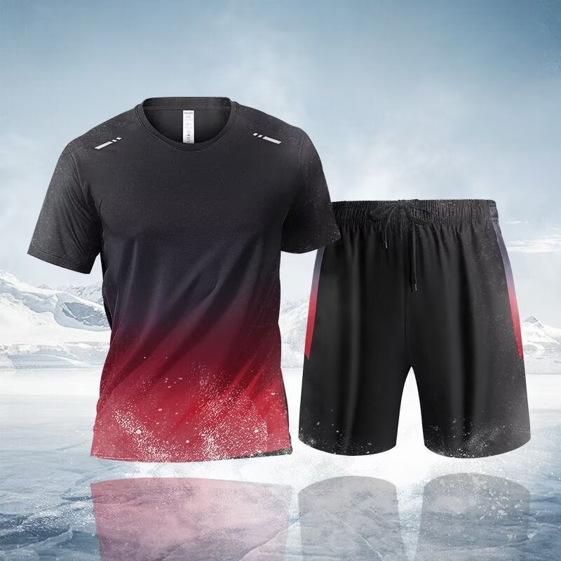 Mens Ice Silk Breathable Sports Tee Summer Grey  - Image 3