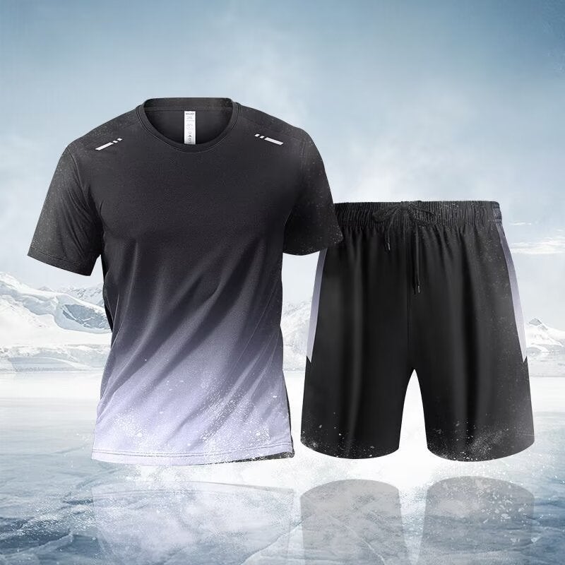 Mens Ice Silk Breathable Sports Tee Summer Grey  - Image 1