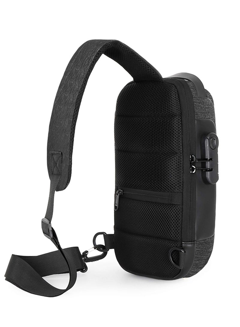 هايك Unisex Crossbody Bag Water Resistant Anti-Theft Shoulder Bag with Built in USB Port and 3-Digit Combination lock for Business Travel Outdoor Shopping, HKSBYG-Grey - Image 4