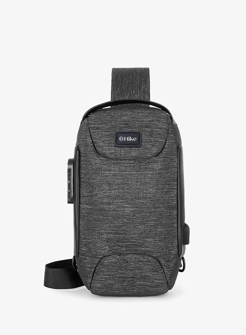 HIKE Unisex Crossbody Bag Water Resistant Anti-Theft Shoulder Bag with Built in USB Port and 3-Digit Combination lock for Business Travel Outdoor Shopping, HKSBYG-Grey - Image 3