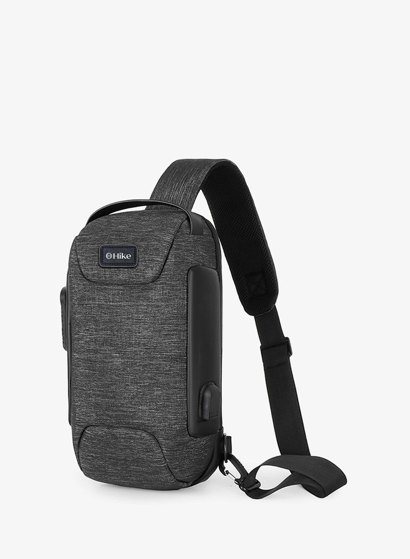 HIKE Unisex Crossbody Bag Water Resistant Anti-Theft Shoulder Bag with Built in USB Port and 3-Digit Combination lock for Business Travel Outdoor Shopping, HKSBYG-Grey - Image 1