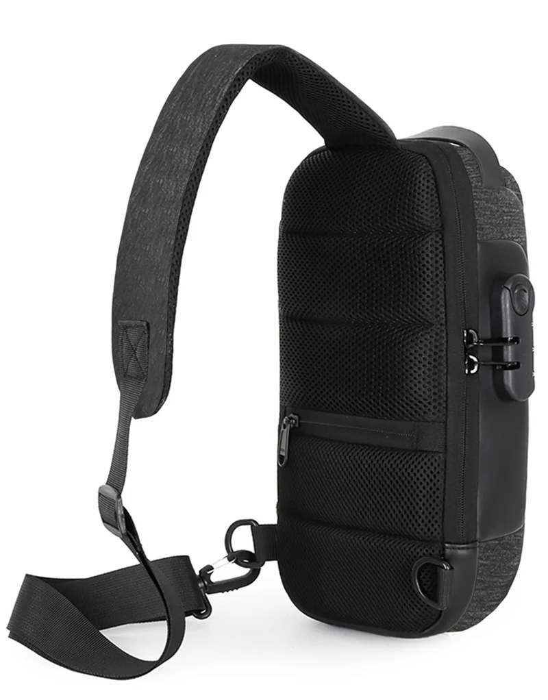 Hike Grey Unisex Crossbody Bag Water Resistant Anti-Theft Shoulder Bag with Built in USB Port and 3-Digit Combination lock for Business Travel Outdoor Shopping, HKSBYG, Grey  | Best Price UAE