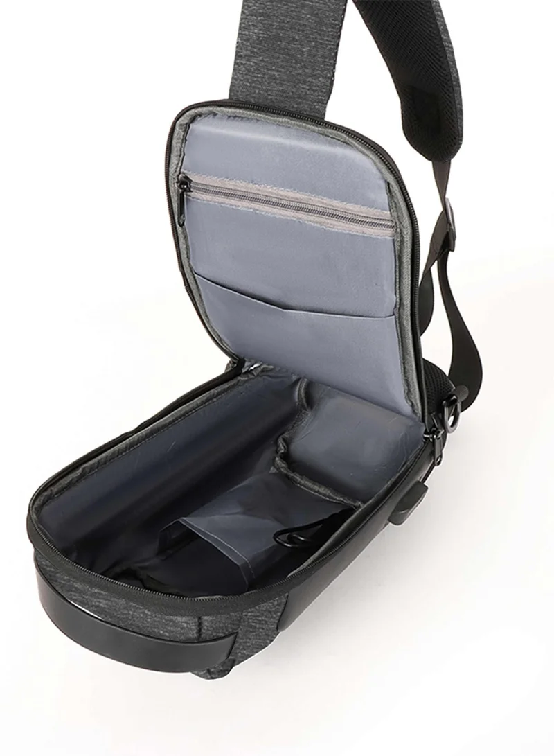 Hike Grey Unisex Crossbody Bag Water Resistant Anti-Theft Shoulder Bag with Built in USB Port and 3-Digit Combination lock for Business Travel Outdoor Shopping, HKSBYG, Grey  | Best Price UAE