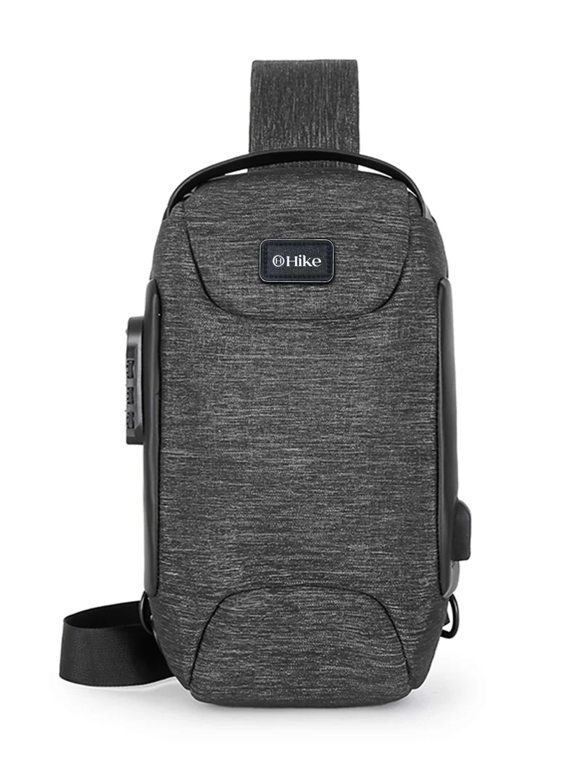 Hike Grey Unisex Crossbody Bag Water Resistant Anti-Theft Shoulder Bag with Built in USB Port and 3-Digit Combination lock for Business Travel Outdoor Shopping, HKSBYG, Grey  | Best Price UAE