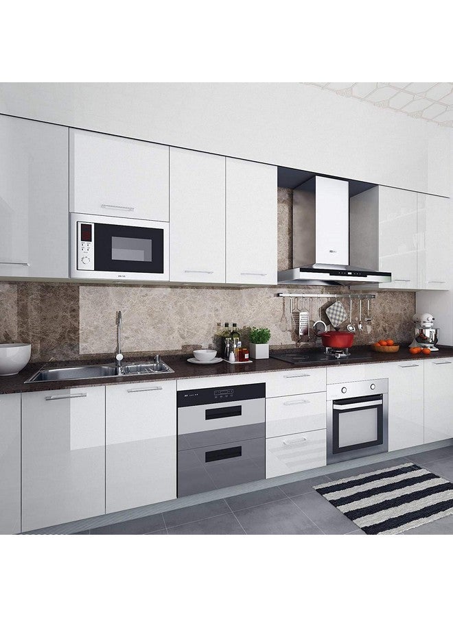 ويسدم أبيض لامع مقاوم للماء ذاتي اللصق ورق اتصال من الفينيل طبقة رف بطانة تغطي أثاث الحمام كونترتوب خزانة المطبخ (12 × 66 بوصة حزمة من 2 ورق حائط أبيض لامع) - Image 2