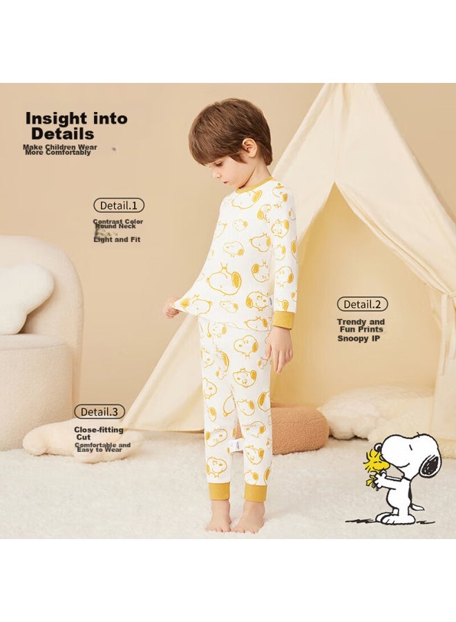 Snoopy Children's Clothing, Boys' Pajamas, Autumn Underwear Set, Thermal Underwear For Young Children, Cotton And Wool Set, Home Wear For Autumn Seaso - Image 1