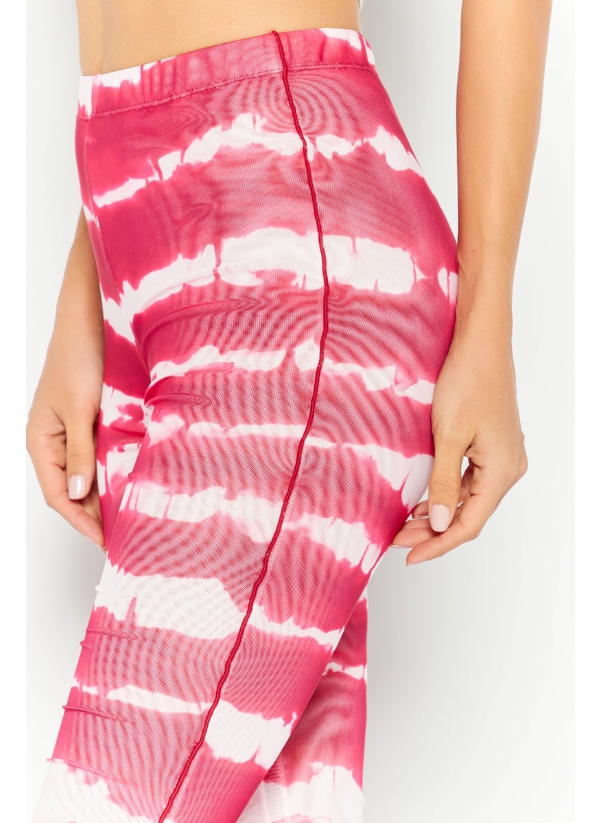 Love Moschino Women Regular Fit Tie Dye Leggings, Dark Pink  - Image 3
