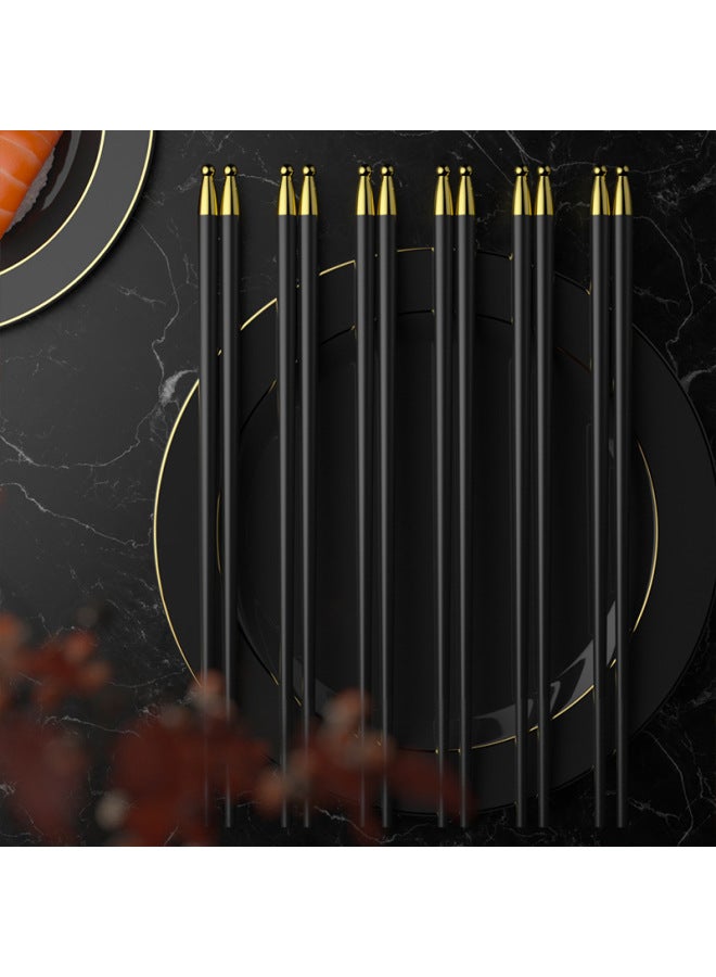 National Fashion Style High-rise Gold Chopsticks Household High Temperature Resistant Light Luxury Style Commercial Gift Chopsticks Gift Box Wholesale-Color:Silent Night Black Gold Top  - Image 1