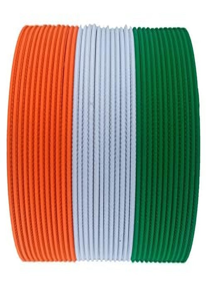 BANGLESKART أساور معدنية بألوان العلم الهندي من بانغلسكارت للنساء، طقم تشوديا للبنات بألوان العلم الهندي، طقم تشوديا سادة ثلاثي الألوان للسيدات، يوم الاستقلال ويوم الجمهورية (2.4) - Image 1