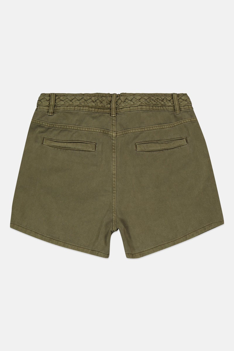 promod Women Solid Denim Shorts, Olive - Image 3