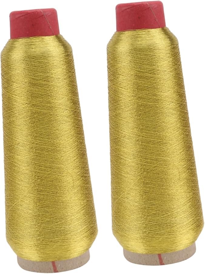 2 لفة خيط تطريز معدني عاكس لامع للخياطة الآلية طقم دي أي واي للحرف اليدوية - Image 1