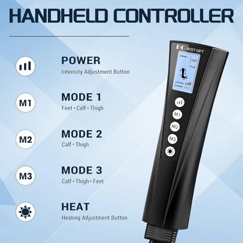 Bestgift Gifts for Dad Mom Men Women Christmas Mothers Day Fathers Day Air Compression Massager with Heat for Foot Leg Calf Thigh Knee Helpful for Vericose Veins Muscle Fatigue Cramps Swelling Edema - Image 5