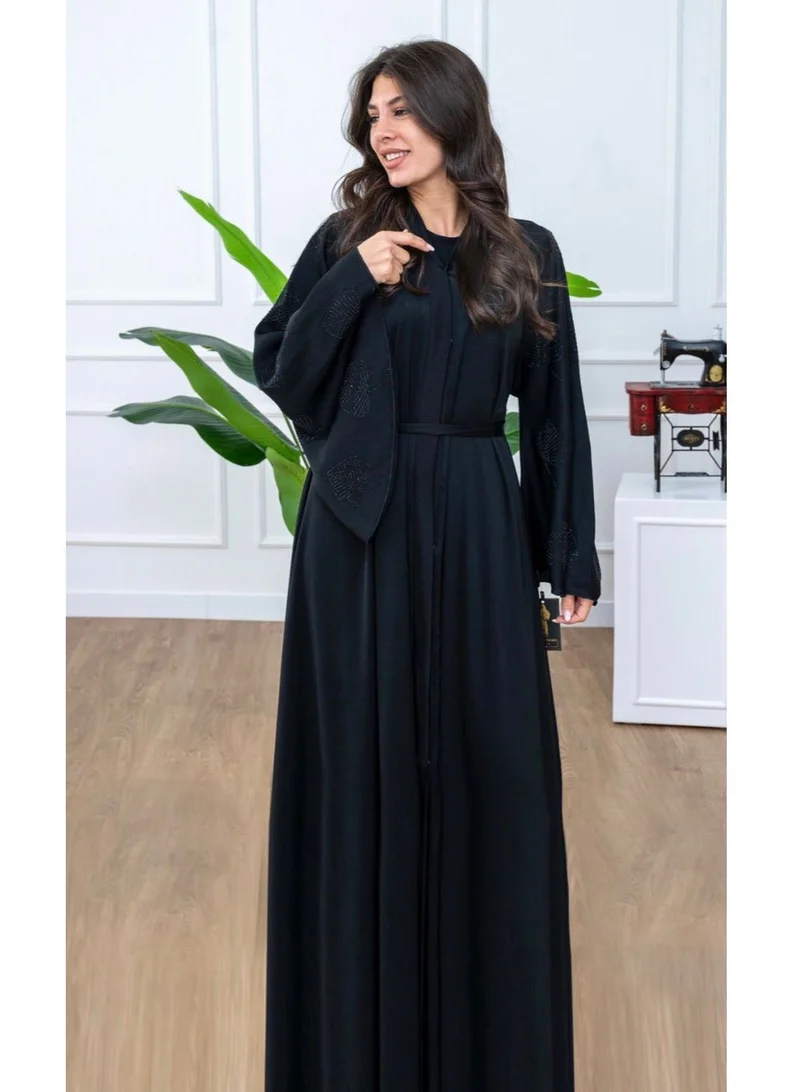 AL BENT AL SHARQIEH black abaya double cloche with hijab