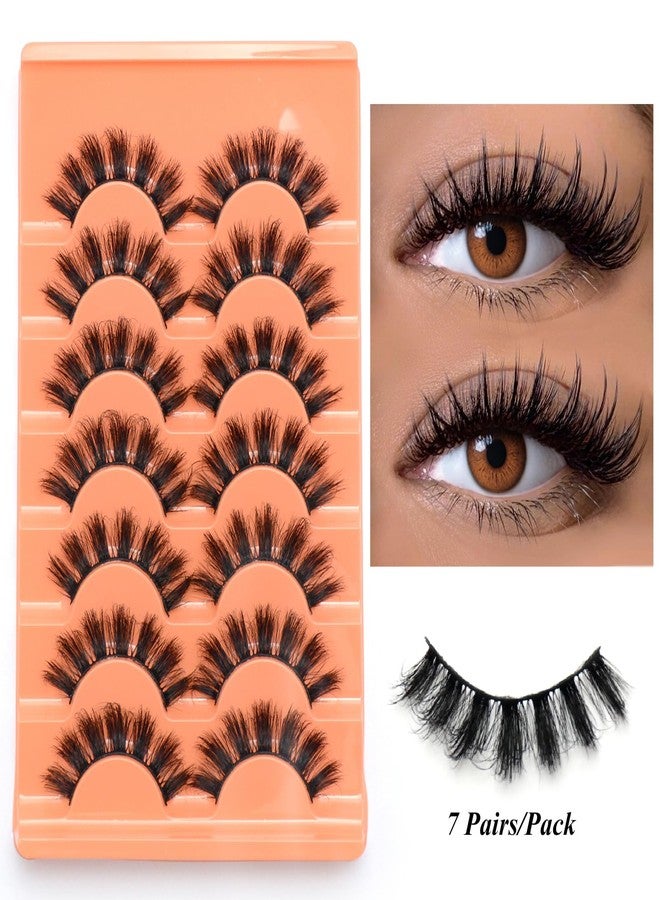 Luwigs False Eyelashes Fluffy Cat Eye Lashes Faux Mink Eyelashes 8D Volume Wispy False Eyelashes Thick Soft Natural Look 7 Pairs Black (Cat Eye 7 Pairs) - Image 3