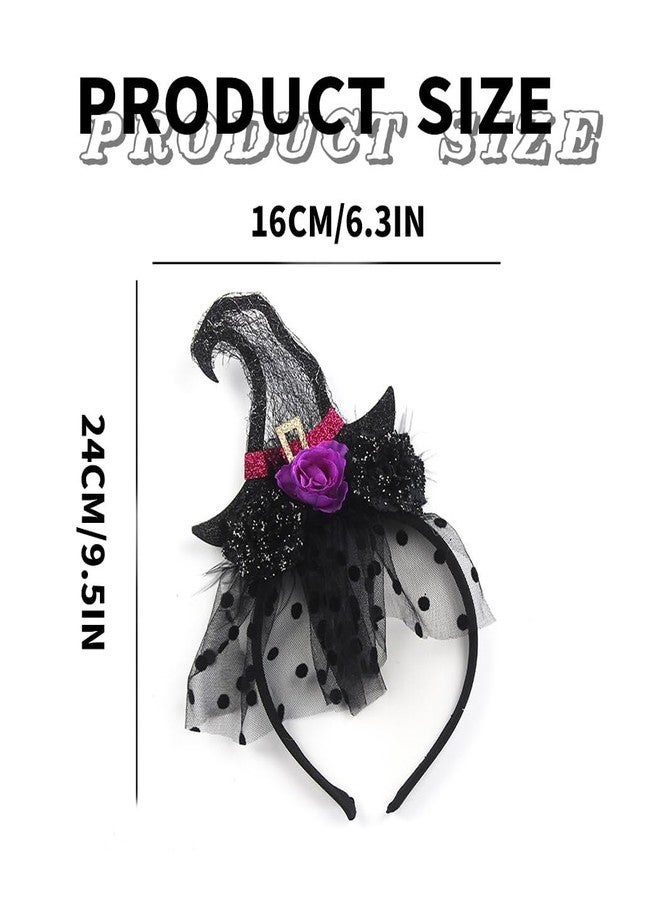 Foyte Halloween Headband Funny Witch Hat Headpiece Black Purple Flower Hair Accessories for Halloween Cosplay Costumes (Witch Hat) - Image 4