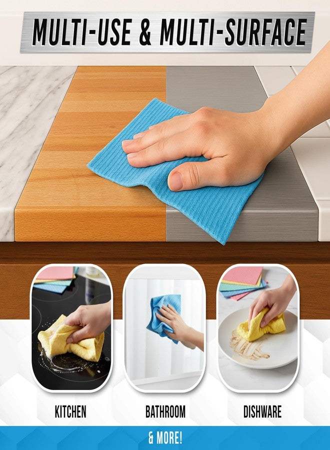 آكتف مناشف أطباق سويدية من أكتيف، عبوة من 12 قطعة، مصنوعة من إسفنج السليلوز، قابلة للغسل، مناشف أطباق أوروبية أصلية، مناشف ورقية ماصة قابلة لإعادة الاستخدام - ألوان متنوعة - Image 5