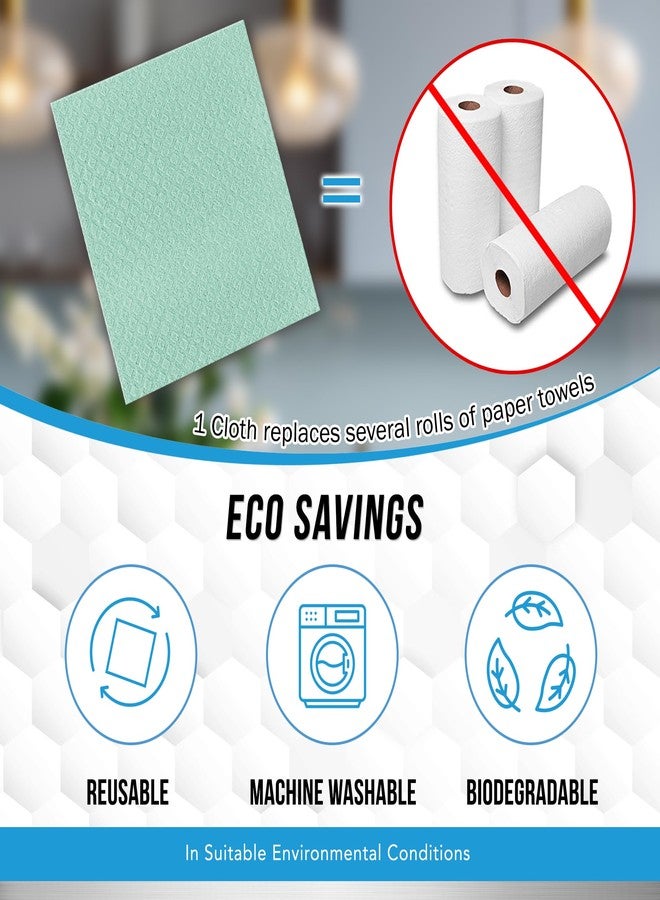 آكتف مناشف أطباق سويدية من أكتيف، عبوة من 12 قطعة، مصنوعة من إسفنج السليلوز، قابلة للغسل، مناشف أطباق أوروبية أصلية، مناشف ورقية ماصة قابلة لإعادة الاستخدام - ألوان متنوعة - Image 4