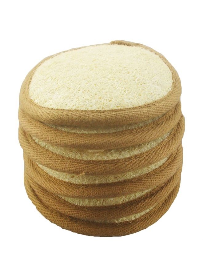 Mr.Cui'shop 6 pcs/set 4"×4" Natural Exfoliating Face Pad Loofah Sponge Facial Brush - Shower Scrubber - Body Bath Spa For Men & Women, Renewable Resource (Front 100% Loofah + Back 100% pile fabrics) Pack of 6 - Image 1
