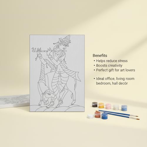 HOBBY INDIA Canvas Painting Board Kit for Kids & Adults | DIY Art & Craft Gift for Boys & Girls | Pre-Designed Indian Handmade Art | Home, Bedroom, Living Room & Office Décor (12 x 9 Inch) (S.K.F) - Image 5