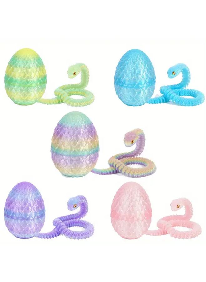 2pcs 3d Printed Crystal Snake Egg Set Ornament With Colorful Gradient Eyes For Easter Christmas Thanksgiving New Year Gifts Car Decorations Home Office Decor Crystal Green - Image 1