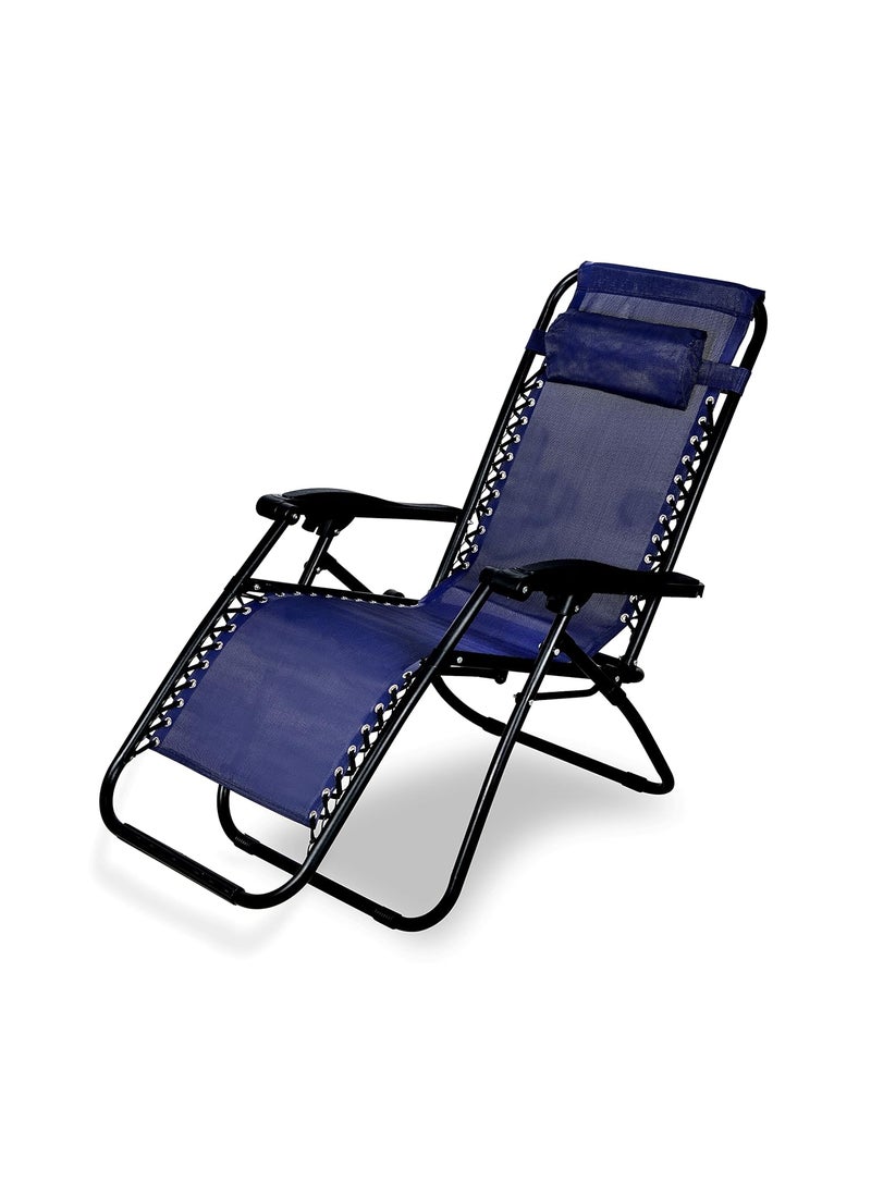 GRACIOUS MART GRACIOUS MART Stainless Steel Zero Gravity Comfort Folding Beach Chair Outdoor Sun Loungers Portable Rear Fishing Costly Recliner Chair Camping Wild Beach Stool Rest Bed Blue Pack of 1  - Image 1