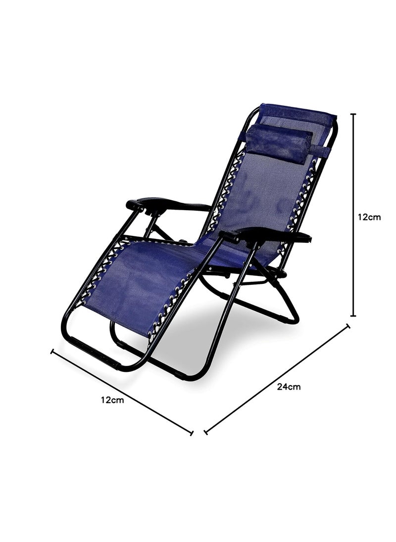 GRACIOUS MART GRACIOUS MART Stainless Steel Zero Gravity Comfort Folding Beach Chair Outdoor Sun Loungers Portable Rear Fishing Costly Recliner Chair Camping Wild Beach Stool Rest Bed Blue Pack of 1  - Image 3