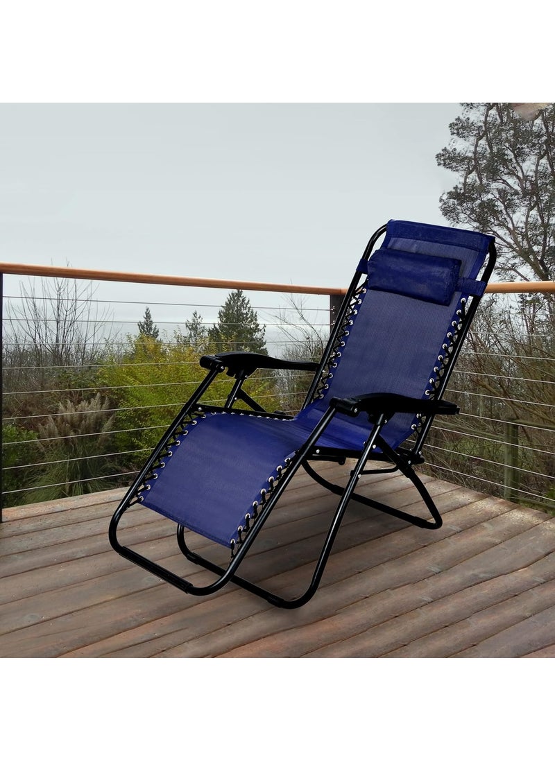 GRACIOUS MART GRACIOUS MART Stainless Steel Zero Gravity Comfort Folding Beach Chair Outdoor Sun Loungers Portable Rear Fishing Costly Recliner Chair Camping Wild Beach Stool Rest Bed Blue Pack of 1  - Image 2
