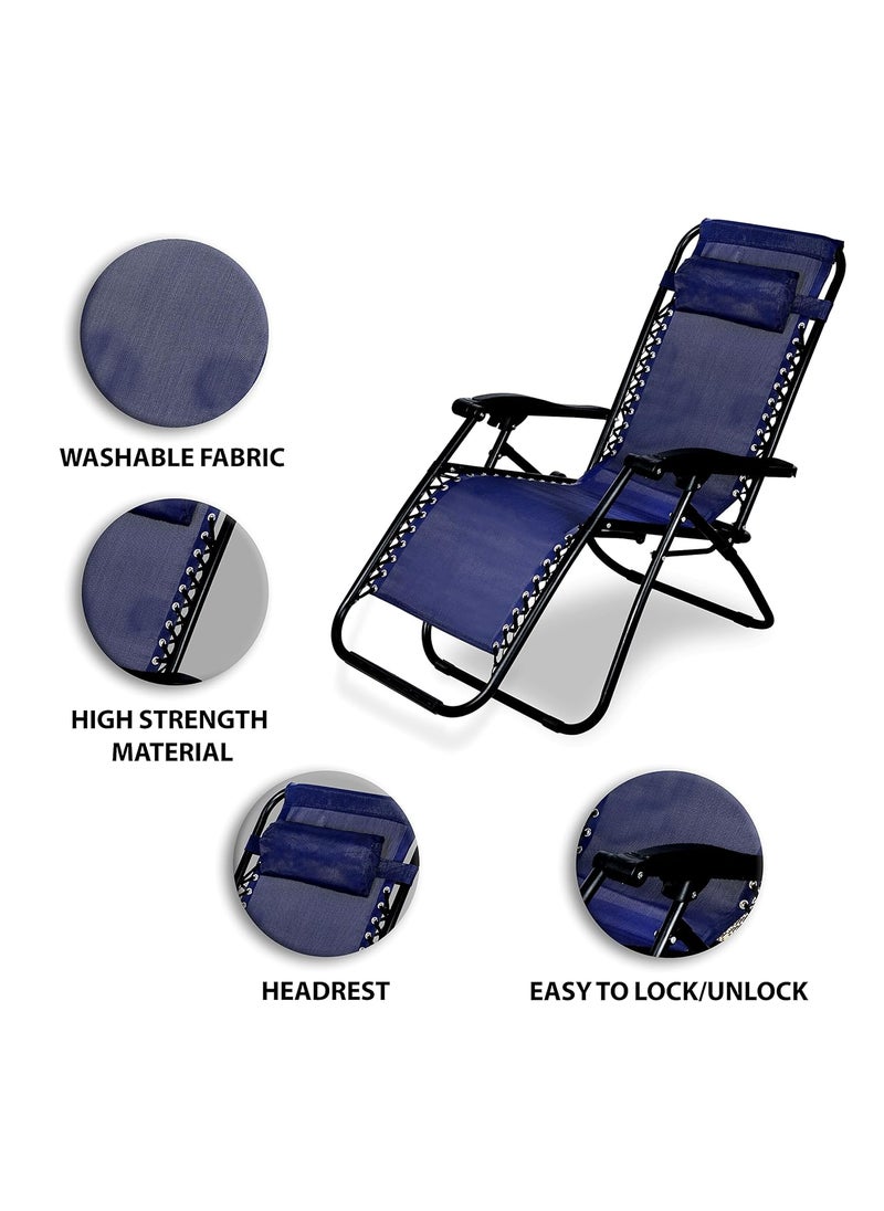 GRACIOUS MART GRACIOUS MART Stainless Steel Zero Gravity Comfort Folding Beach Chair Outdoor Sun Loungers Portable Rear Fishing Costly Recliner Chair Camping Wild Beach Stool Rest Bed Blue Pack of 1  - Image 4