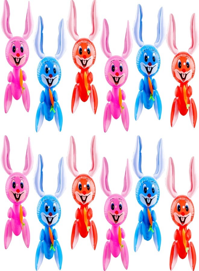 Sonarun 12 Pack 24 Inch Inflatable Easter Bunny Blow Up Easter Bunny with Carrot for Indoor and Outdoor Decorations Party Favor Basket Filler - Image 1