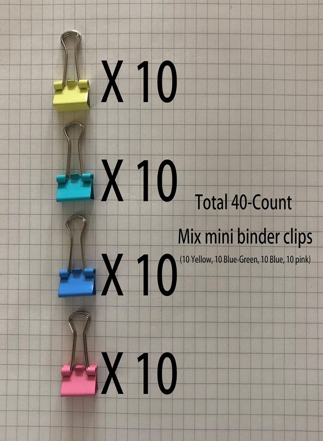 nctinystore Mini Binder Clips, 5/8" / 0.6 inches / 15 mm a Little Bit Scratch Paper Clips 40 PCS (40 PCS, Mix) - Image 4