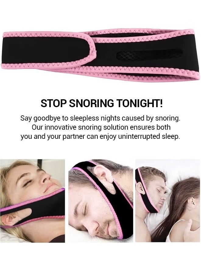 Breathing Corrector Anti-Snoring Chin Strap, Adjustable No Trace Mouth Closure Device, Comfortable & Breathable Snore Stopper, Pink Trim - Image 3
