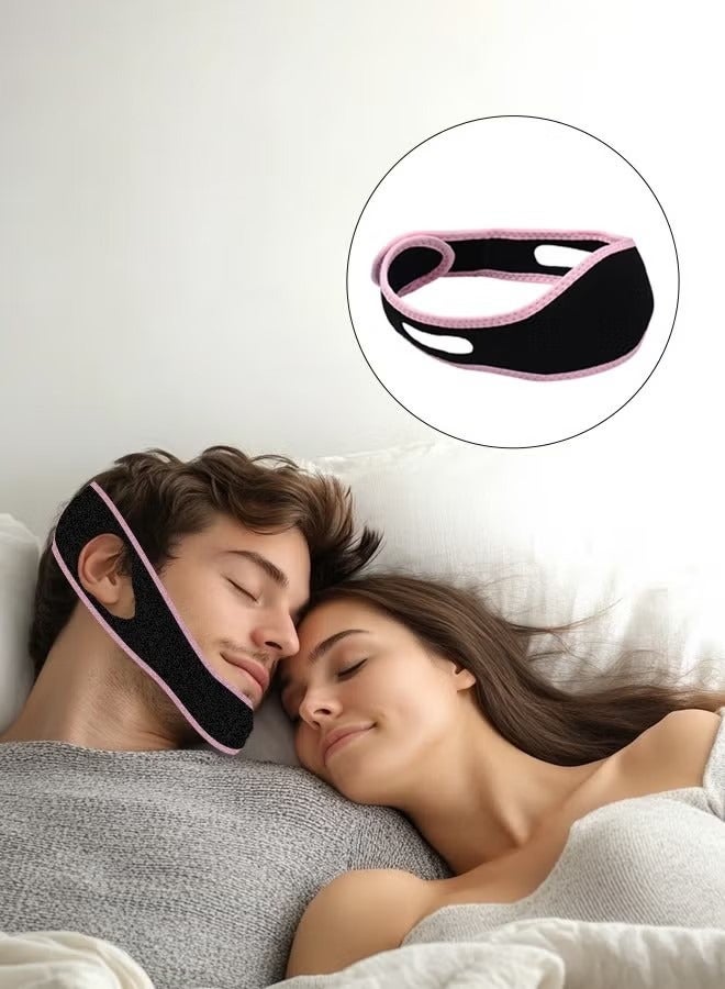 Breathing Corrector Anti-Snoring Chin Strap, Adjustable No Trace Mouth Closure Device, Comfortable & Breathable Snore Stopper, Pink Trim - Image 4