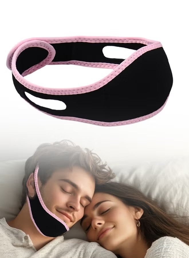 Breathing Corrector Anti-Snoring Chin Strap, Adjustable No Trace Mouth Closure Device, Comfortable & Breathable Snore Stopper, Pink Trim - Image 5