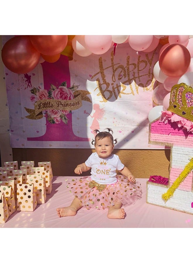 Viworld Baby Girl 1st Birthday Cake Smash Toddler Girl Miss Onederful Romper Tutu Skirt with Headband Clothes Set, Pink, 9-12 Months - Image 2