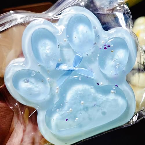 Titata Taba Giant Paw Squishy for Kids Adults Big Furry Cat Paw Squishy Toys for Stress Relief Super Soft Squeeze Fidget Toys ClearBlue - Image 1