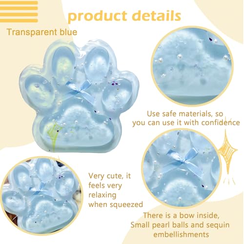 Titata Taba Giant Paw Squishy for Kids Adults Big Furry Cat Paw Squishy Toys for Stress Relief Super Soft Squeeze Fidget Toys ClearBlue - Image 5