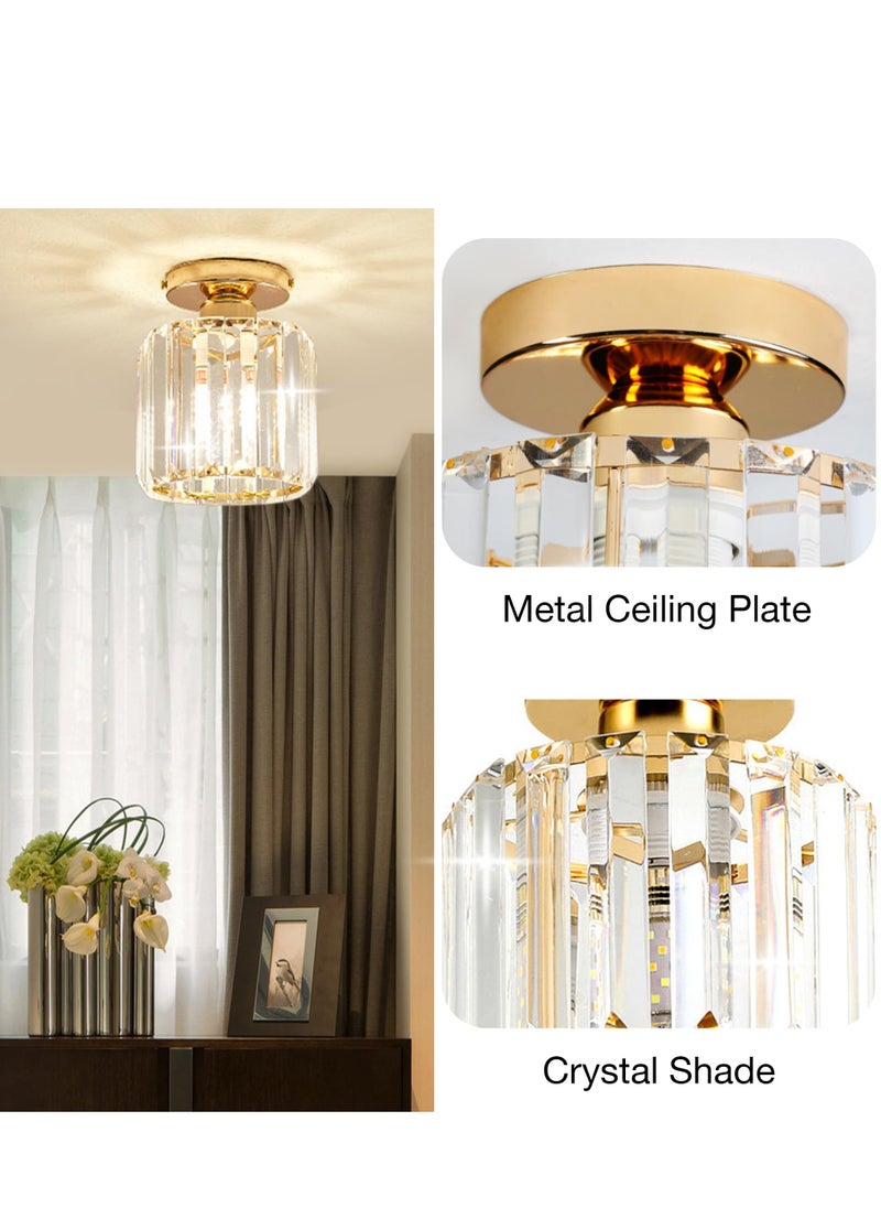 MIXDE Crystal Light Fixtures, Small Modern Chandeliers Ceiling Lamps, Semi Flush Mount Crystal Ceiling Light Fixture for Bedroom, Entryway, Bathroom, Hallway, Kitchen  - Image 4