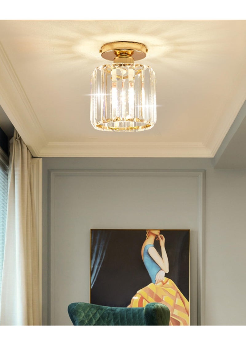 MIXDE Crystal Light Fixtures, Small Modern Chandeliers Ceiling Lamps, Semi Flush Mount Crystal Ceiling Light Fixture for Bedroom, Entryway, Bathroom, Hallway, Kitchen  - Image 1