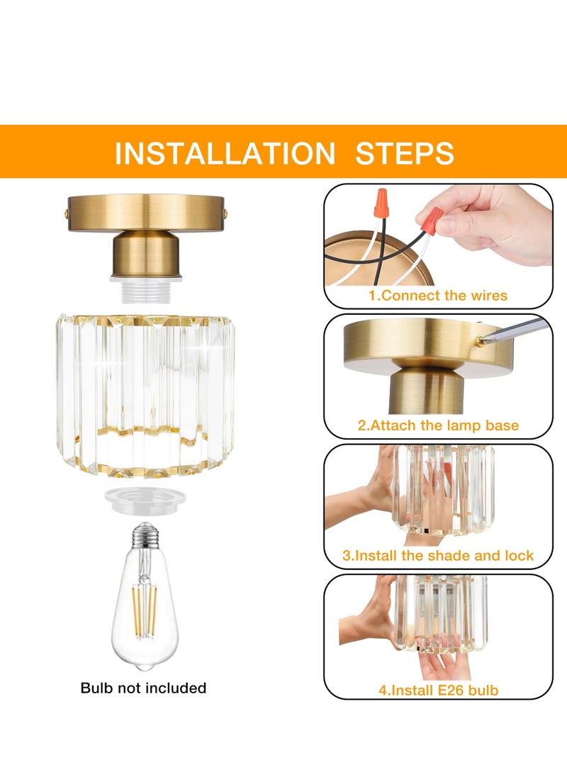 MIXDE Crystal Light Fixtures, Small Modern Chandeliers Ceiling Lamps, Semi Flush Mount Crystal Ceiling Light Fixture for Bedroom, Entryway, Bathroom, Hallway, Kitchen  - Image 5