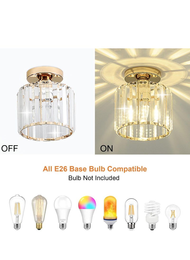 MIXDE Crystal Light Fixtures, Small Modern Chandeliers Ceiling Lamps, Semi Flush Mount Crystal Ceiling Light Fixture for Bedroom, Entryway, Bathroom, Hallway, Kitchen  - Image 3