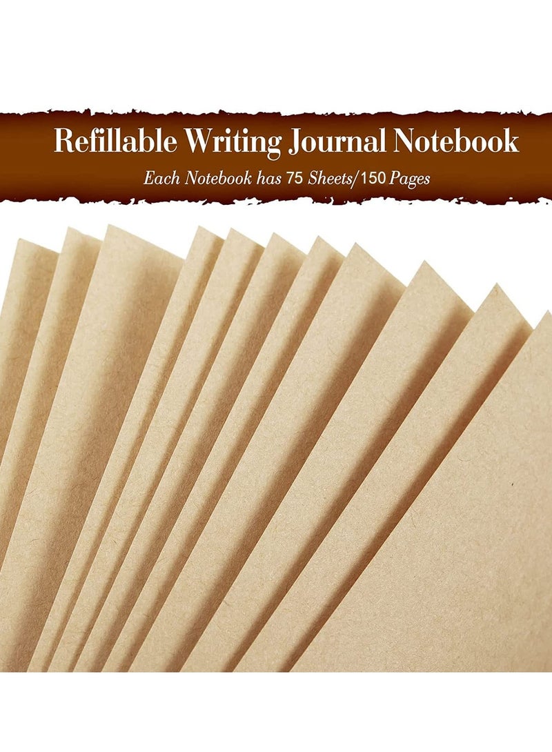 SYOSI Vintage Leather Notebook, Retro Writing Journal Diary Pu Leather Cover, Leaf Pattern Spiral Blank String Daily Notepad, Art Sketchbook, Retro Pendants, Classic Embossed, Loose Leaf Lake Blue - Image 4