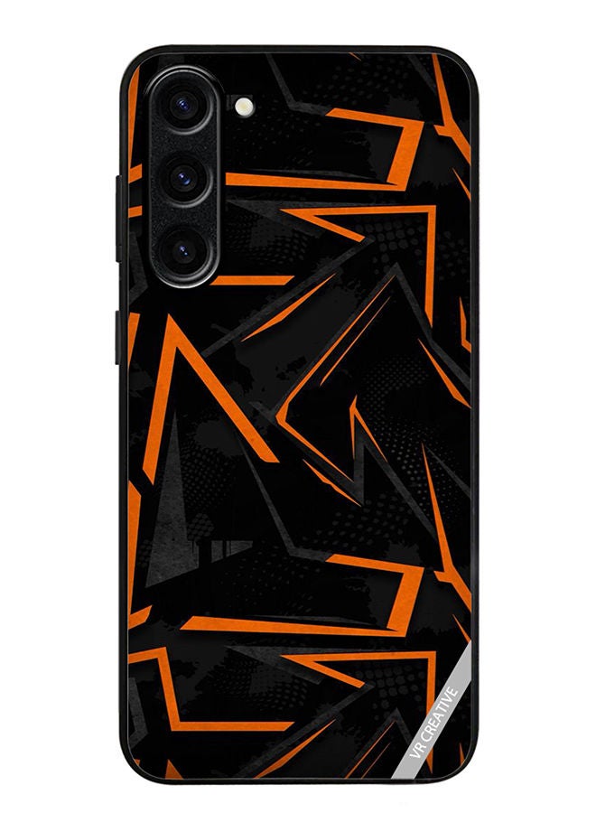 VR CREATIVE Protective Case Cover For Samsung Galaxy S23 Plus Black & Orrange Pattern Design Multicolour - Image 1