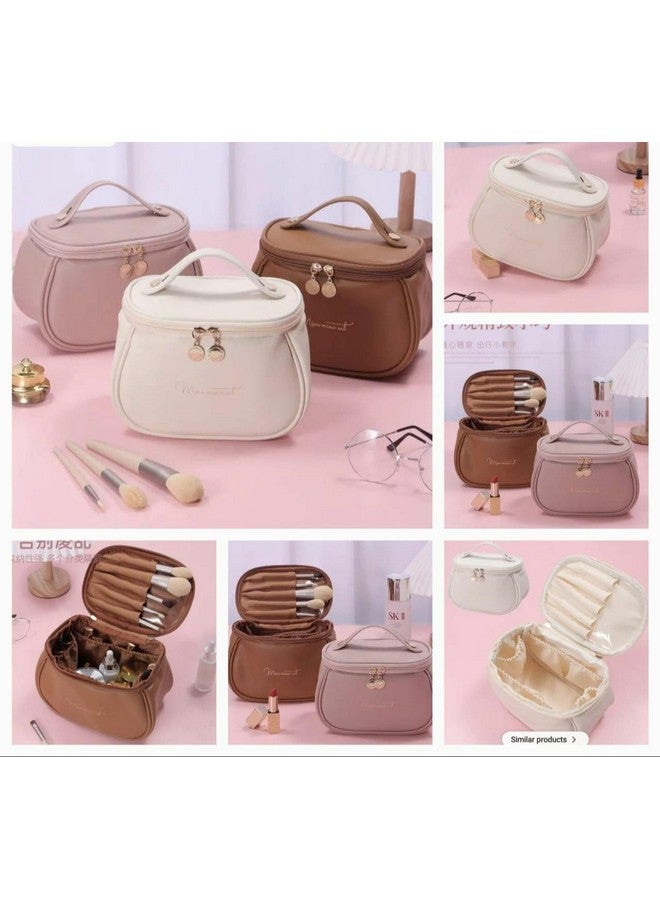 SMEF Mini Leather Cosmetic Makeup Bag for Women, Makeup Bag Makeup Organizer, Foldable Make up Pouch for Makeup Accessories Storage Bag for Cosmetics - Image 2