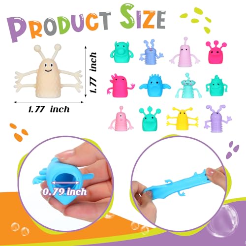 Motionchic 80 Pcs Finger Puppets Toys Cute Monster Puppet Soft Rubber Finger Toys of Monster Little Devil Pattern Finger Doll Toys Stretchy Fidget Toy for Party Favors Role Playing13 Random Styles - Image 5