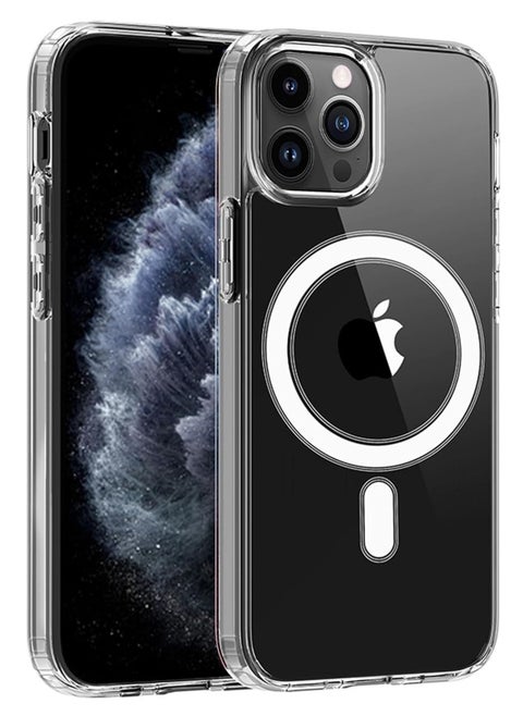 Magnetic Clear for iPhone 11 Pro Max Case, [Compatible with Magsafe] [Wireless Charging] Shockproof Anti-Yellow and Military Drop Protection, Slim Phone Case for iPhone 11 Pro Max-Clear
