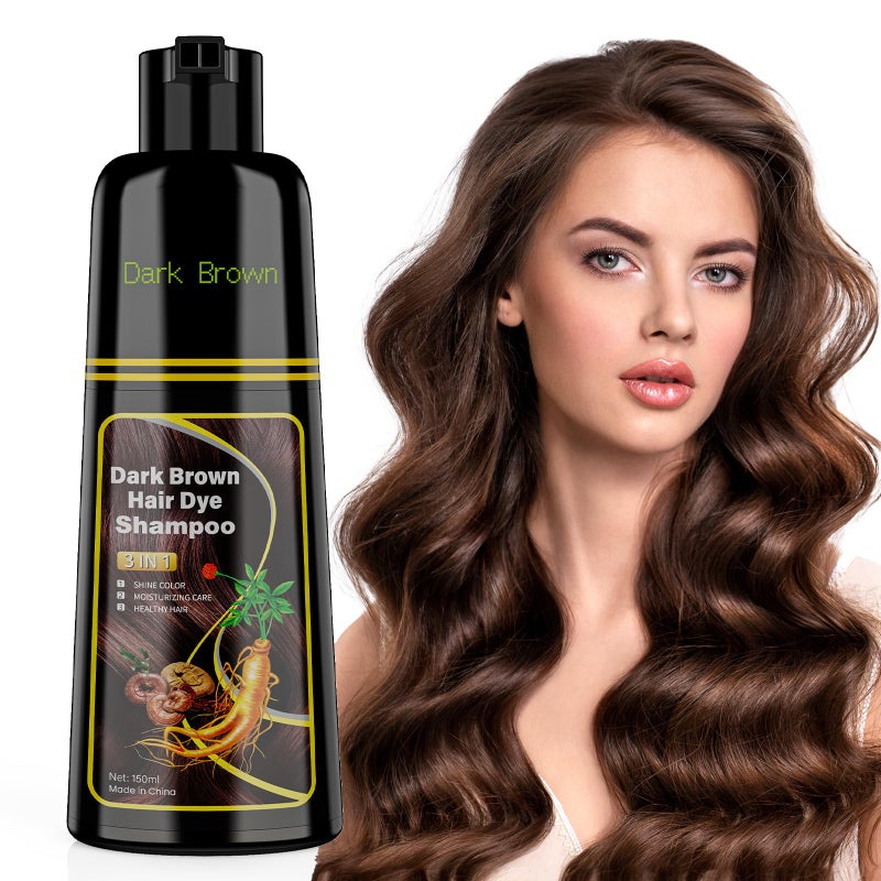 JUANCHI Dark Brown Hair Dye Shampoo 3 in 1, 150ML Hair Dye Shampoo for Women Men - Image 1