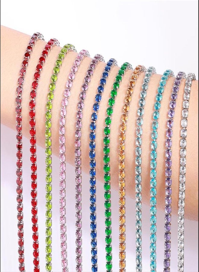 Belacqua March Aquamarine Light Blue Sapphire Birthstone Tennis Bracelet in Sterling Silver Plated Brass, Round 4mm, 7'' Length, Fold over Clasp, Hypoallergenic Fashion Jewelry for Women, Gift Box Included - Image 5